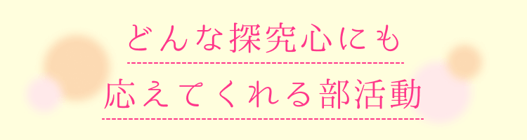 どんな探究心にも応えてくれる部活動