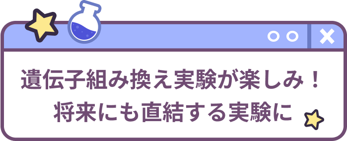 遺伝子組み換え実験が楽しみ！将来にも直結する実験に