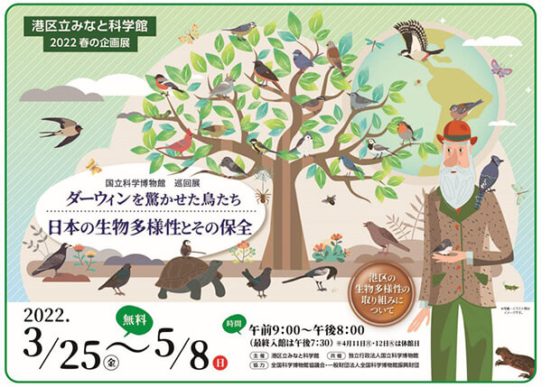 港区立みなと科学館「国立科学博物館 巡回展 ダーウィンを驚かせた鳥たち 日本の生物多様性とその保全」