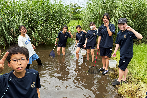 探究活動中（手賀沼）の画像